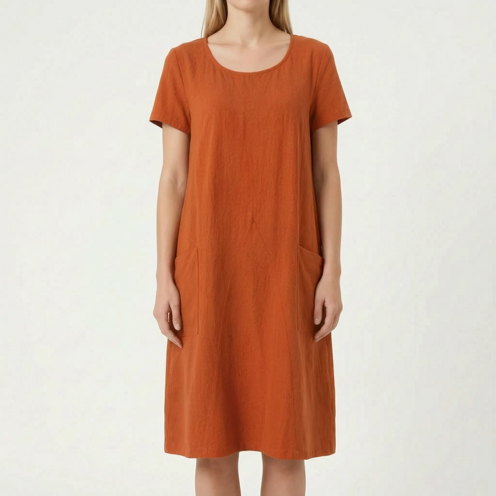 MargaBoho  - Relaxed Boho Shift Midi Dress Casual Daytime Wear