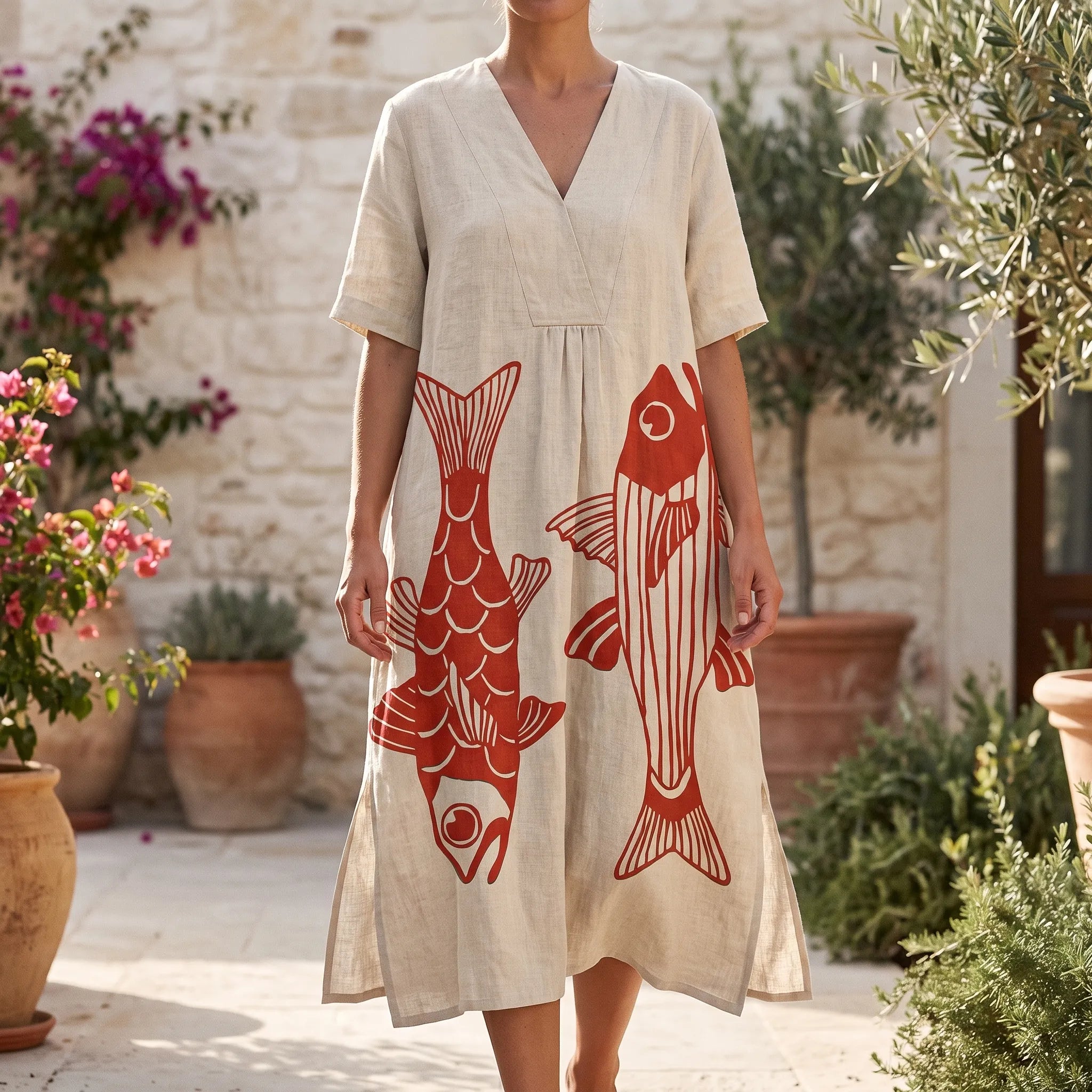 Marisole  - Flowy Printed Summer Dress Beach Walks