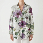 Marivela  - Relaxed Long Sleeve Collared Blouse Casual Daytime Wear