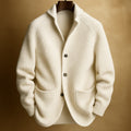 Men's ribbed shawl-collar cardigan with button front and two pockets