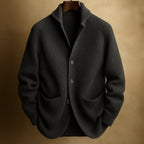 Men's ribbed shawl-collar cardigan with button front and two pockets