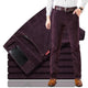 Men's straight-leg corduroy trousers with belt loops and side pockets