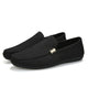 Men's slip-on loafers with gold-tone metal detail and flat sole