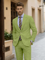 Men's slim fit two-piece suit with notch-lapel blazer and matching trousers