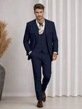 Men's three-piece suit with notch-lapel jacket, buttoned waistcoat and matching trousers