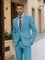 Men's slim fit two-piece suit with notch-lapel blazer and matching trousers