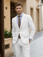 Men's slim fit two-piece suit with notch-lapel blazer and matching trousers