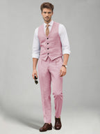 Men's two-piece suit set with a V-neck waistcoat and matching long trousers