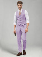 Men's two-piece suit set with a V-neck waistcoat and matching long trousers
