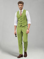 Men's two-piece suit set with a V-neck waistcoat and matching long trousers