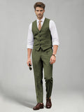 Men's two-piece suit set with a V-neck waistcoat and matching long trousers