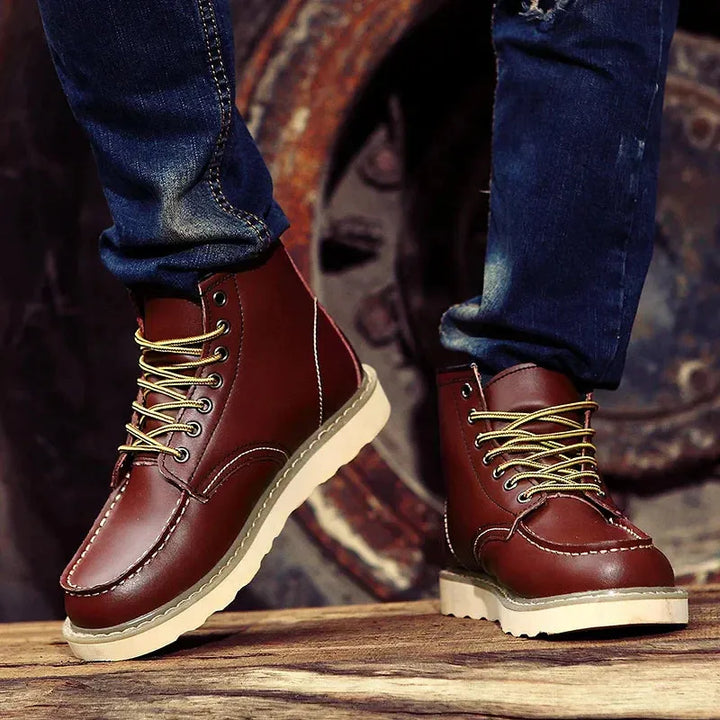 Men's Vintage Lace-Up Winter Boots with Warm Lining