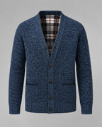Ribbed V-neck cardigan with long sleeves, buttons and front pockets