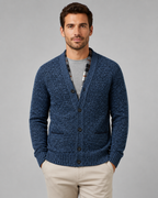 Ribbed V-neck cardigan with long sleeves, buttons and front pockets
