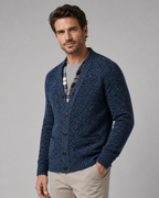 Ribbed V-neck cardigan with long sleeves, buttons and front pockets