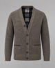 Ribbed V-neck cardigan with long sleeves, buttons and front pockets