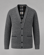 Ribbed V-neck cardigan with long sleeves, buttons and front pockets