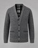 Ribbed V-neck cardigan with long sleeves, buttons and front pockets