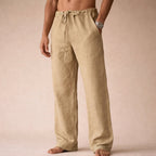 Men's straight-leg drawstring trousers with elasticated waist and side pockets