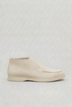 Men's cream suede-look moc toe slip-on loafers with a light sole