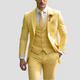 Men's three-piece slim fit suit with notch-lapel jacket, buttoned waistcoat and matching trousers