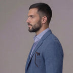 Men's textured single-breasted blazer with notched lapels and front pockets