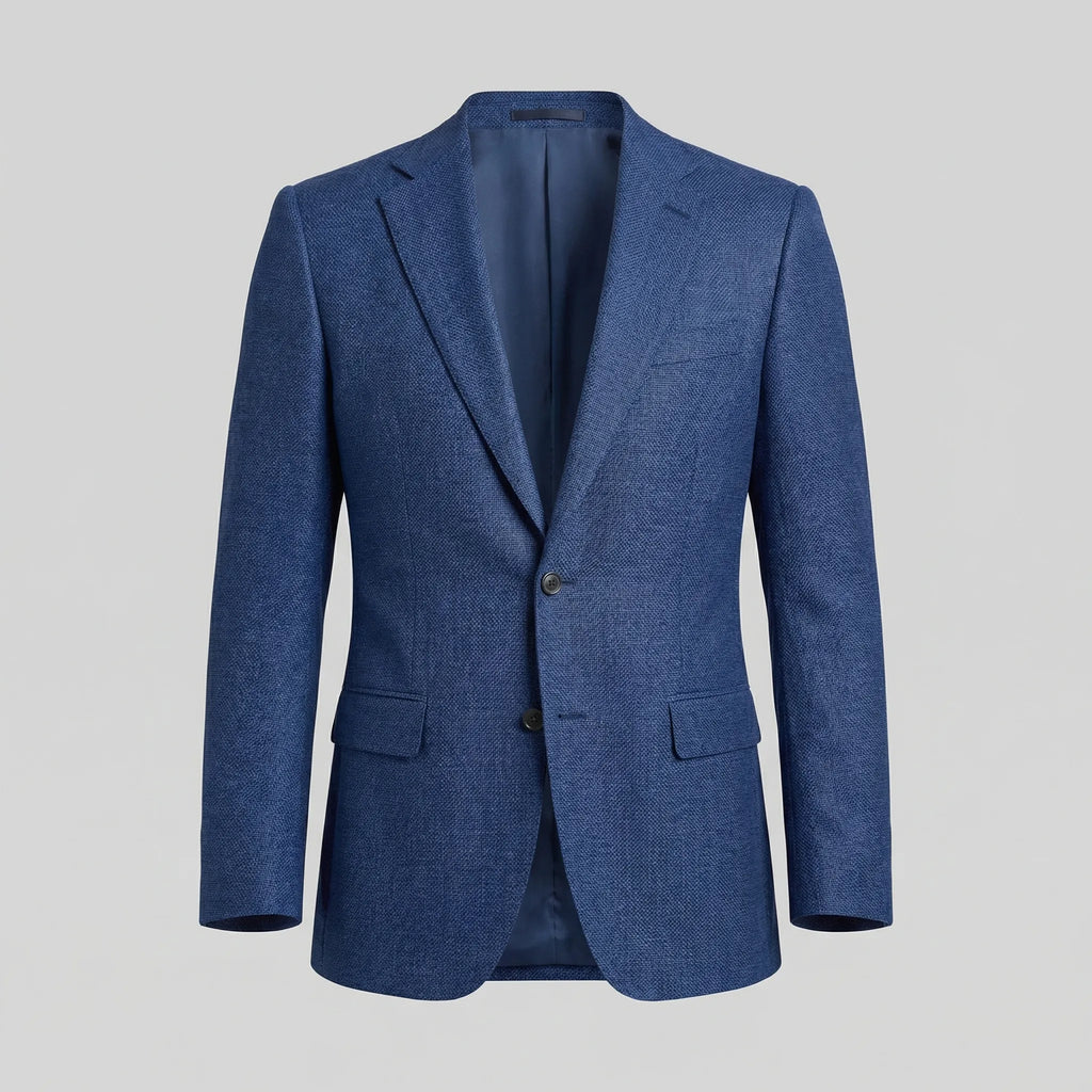 Men's single-breasted blazer with notched lapels and flap pockets