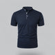 Men's short-sleeve collarless polo shirt with Mandarin collar and button placket