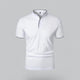 Men's short-sleeve collarless polo shirt with Mandarin collar and button placket