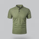 Men's short-sleeve collarless polo shirt with Mandarin collar and button placket