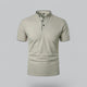 Men's short-sleeve collarless polo shirt with Mandarin collar and button placket