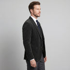 Men's ribbed blazer and button-front waistcoat set with notched lapels