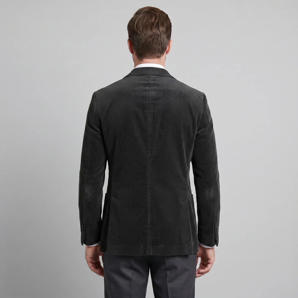 Men's ribbed blazer and button-front waistcoat set with notched lapels