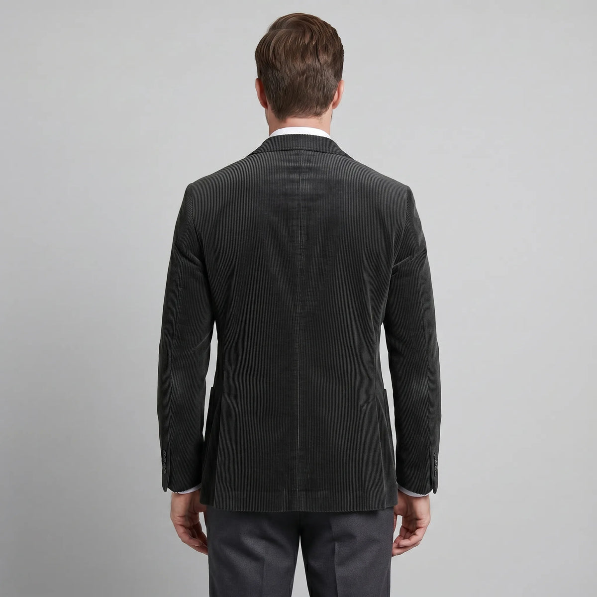 Men's ribbed blazer and button-front waistcoat set with notched lapels