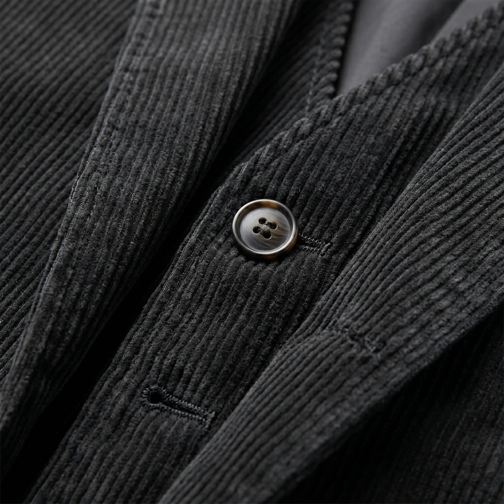 Men's ribbed blazer and button-front waistcoat set with notched lapels