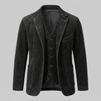 Men's ribbed blazer and button-front waistcoat set with notched lapels