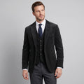 Men's ribbed blazer and button-front waistcoat set with notched lapels