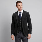 Men's ribbed blazer and button-front waistcoat set with notched lapels