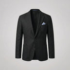 Men's textured single-breasted blazer with notched lapels and front pockets