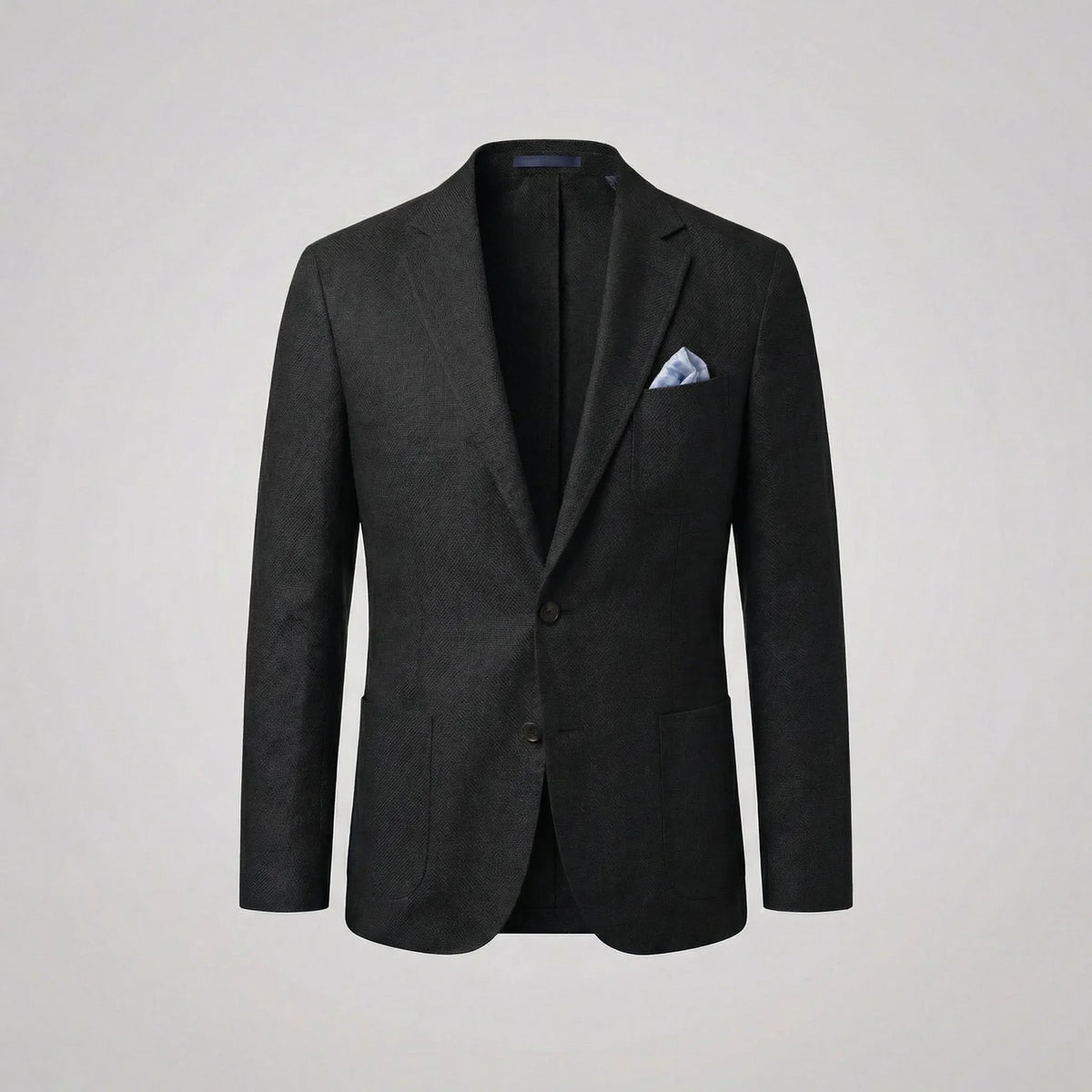 Men's textured single-breasted blazer with notched lapels and front pockets