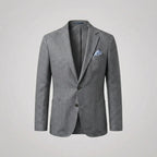 Men's textured single-breasted blazer with notched lapels and front pockets