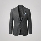 Men's textured single-breasted blazer with notched lapels and front pockets