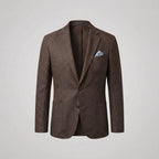 Men's textured single-breasted blazer with notched lapels and front pockets