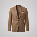 Men's textured single-breasted blazer with notched lapels and front pockets