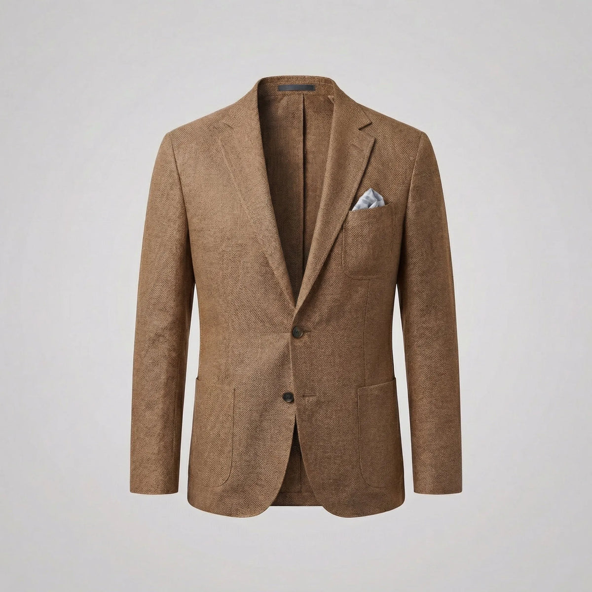 Men's textured single-breasted blazer with notched lapels and front pockets
