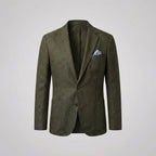 Men's textured single-breasted blazer with notched lapels and front pockets