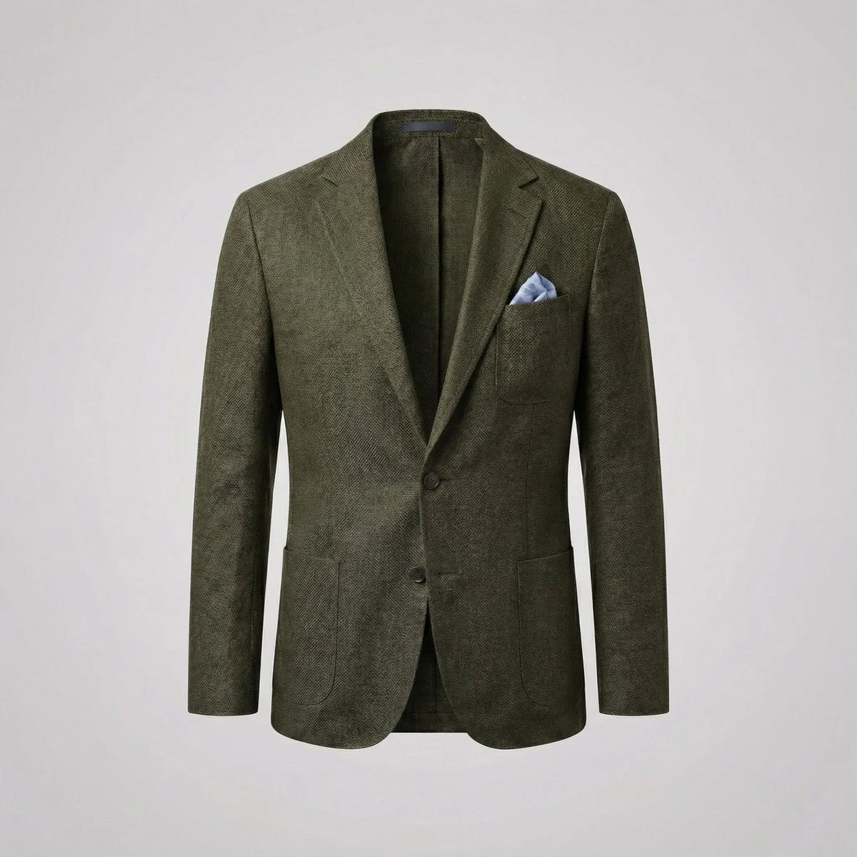 Men's textured single-breasted blazer with notched lapels and front pockets