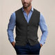 Men's knitted V-neck waistcoat with buttons and front pockets
