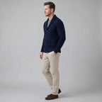 Men's cable knit cardigan with shawl collar and button front