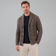 Men's cable knit cardigan with shawl collar and button front